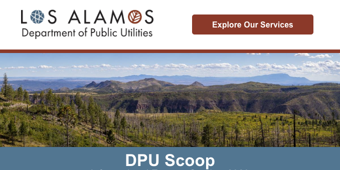 DPU Scoop image with the County logo and scenic image