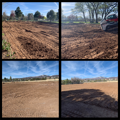 Photos of demotion work to East Park basketball and North Mesa Tennis courts.