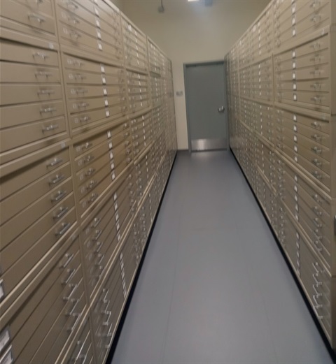 Rows of cabinets for records storage