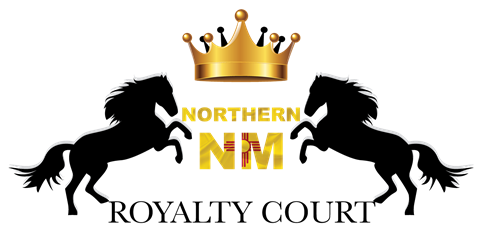 Two horse opposiing with a crown, stating Northern NM Royalty Court.png