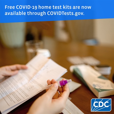 CDC COVID Image stating that people can order free covid tests online
