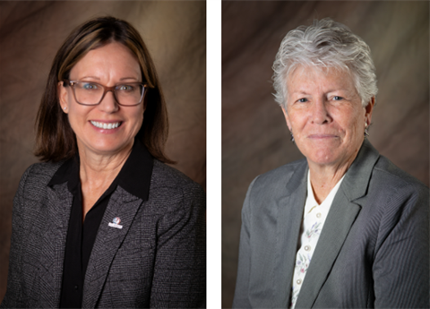 A portrait of County Manager Anne Laurent and a portrait of the Council Chair Theresa Cull