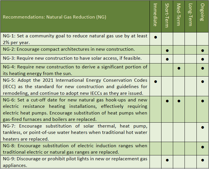 Natural Gas Recommendations 1 screen shot of the recommendations listed in the LARES final report