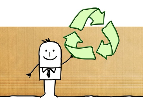 Recycle drawing showing a person holding the recycle icon
