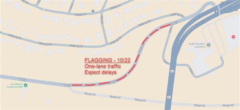 Map of flagging operations on West Rd, 10/22/2025