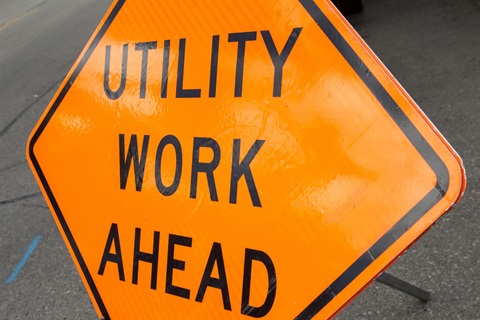 Utility Work Ahead sign