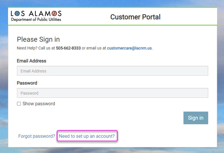 Register Los Alamos Department of Public Utilities Customer Portal