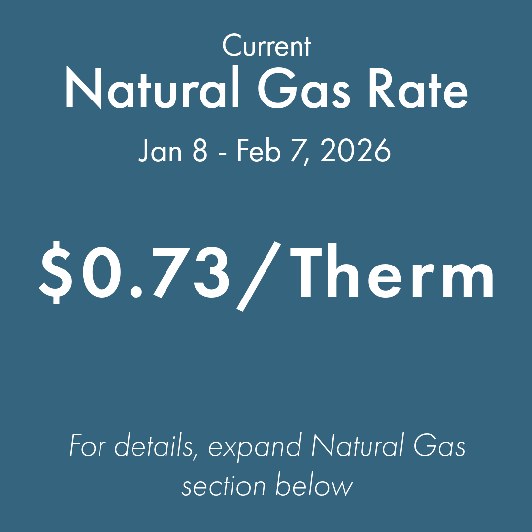 Natural gas rate 1/8-2/7 is $0.73/therm