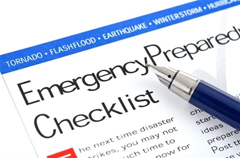 Emergency Preparedness image showing the corner of a checklist