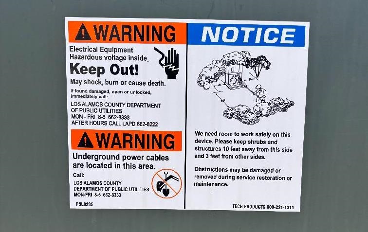 Warning label on transformer box